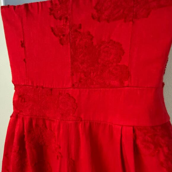 Alexander McQueen Red Floral Brocade Strapless Corset Mini Dress Size 38 US2 - Picture 3 of 7